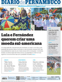 Capa do jornal Diario de Pernambuco 23/01/2023