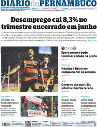 Capa do jornal Diario de Pernambuco 29/07/2023