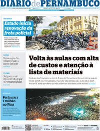 Capa do jornal Diario de Pernambuco 03/01/2024