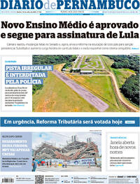 Capa do jornal Diario de Pernambuco 10/07/2024