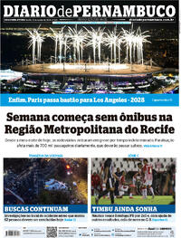 Capa do jornal Diario de Pernambuco 12/08/2024