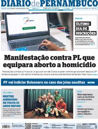 Capa do jornal Diario de Pernambuco 14/06/2024