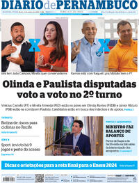 Capa do jornal Diario de Pernambuco 14/10/2024