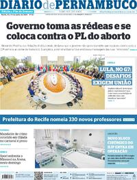 Capa do jornal Diario de Pernambuco 15/06/2024
