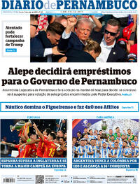Capa do jornal Diario de Pernambuco 15/07/2024