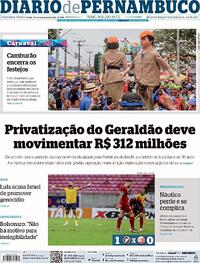 Capa do jornal Diario de Pernambuco 19/02/2024
