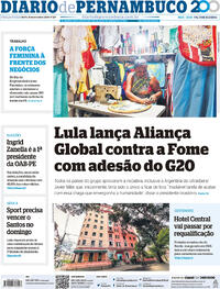 Capa do jornal Diario de Pernambuco 19/11/2024