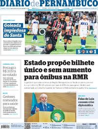 Capa do jornal Diario de Pernambuco 20/02/2024