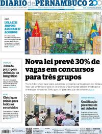 Capa do jornal Diario de Pernambuco 21/11/2024