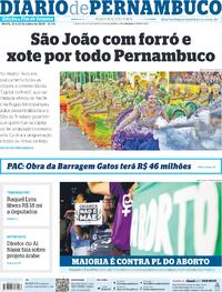 Capa do jornal Diario de Pernambuco 22/06/2024