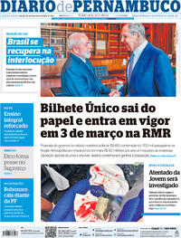 Capa do jornal Diario de Pernambuco 23/02/2024