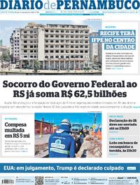 Capa do jornal Diario de Pernambuco 31/05/2024