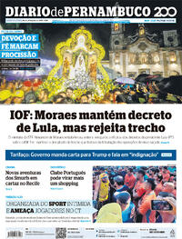 Capa do jornal Diario de Pernambuco 17/07/2025