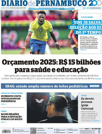 Capa do jornal Diario de Pernambuco 21/03/2025