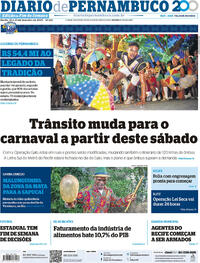 Capa do jornal Diario de Pernambuco 22/02/2025