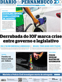 Capa do jornal Diario de Pernambuco 26/06/2025