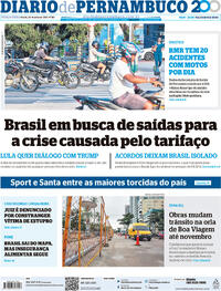 Capa do jornal Diario de Pernambuco 29/07/2025