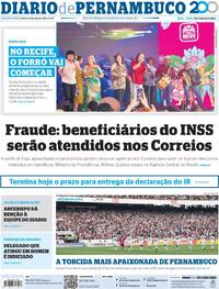 Capa do jornal Diario de Pernambuco 30/05/2025