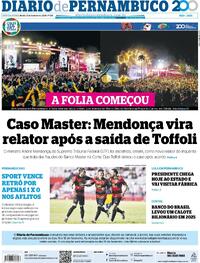 Capa do jornal Diario de Pernambuco 13/02/2026