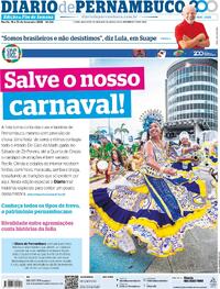 Capa do jornal Diario de Pernambuco 14/02/2026