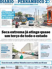 Capa do jornal Diario de Pernambuco 20/01/2026