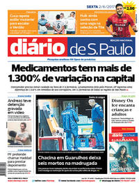 Capa do jornal Diário de São Paulo 02/06/2017