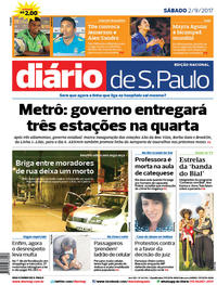 Capa do jornal Diário de São Paulo 02/09/2017
