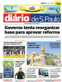 Capa do jornal Diário de São Paulo 04/08/2017