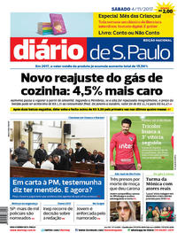 Capa do jornal Diário de São Paulo 04/11/2017