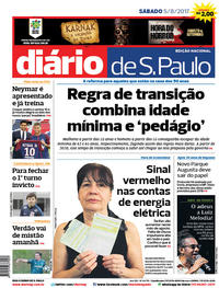 Capa do jornal Diário de São Paulo 05/08/2017