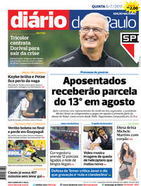 Capa do jornal Diário de São Paulo 06/07/2017