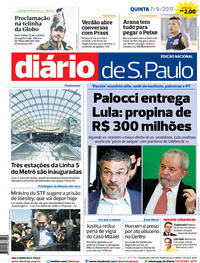 Capa do jornal Diário de São Paulo 07/09/2017