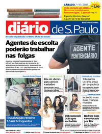 Capa do jornal Diário de São Paulo 07/10/2017