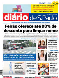 Capa do jornal Diário de São Paulo 07/11/2017