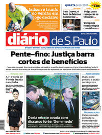 Capa do jornal Diário de São Paulo 09/08/2017