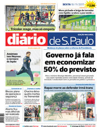 Capa do jornal Diário de São Paulo 10/11/2017