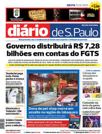Capa do jornal Diário de São Paulo 11/08/2017