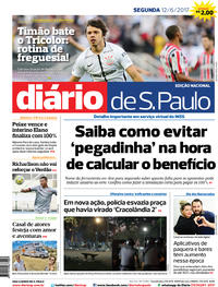 Capa do jornal Diário de São Paulo 12/06/2017
