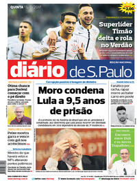 Capa do jornal Diário de São Paulo 13/07/2017