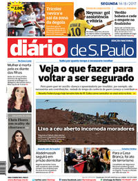 Capa do jornal Diário de São Paulo 14/08/2017