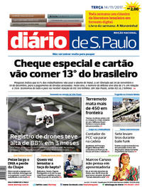Capa do jornal Diário de São Paulo 14/11/2017