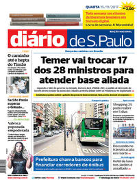 Capa do jornal Diário de São Paulo 15/11/2017