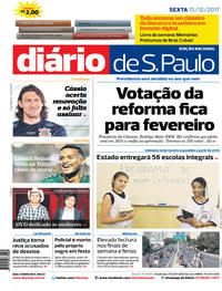 Capa do jornal Diário de São Paulo 15/12/2017