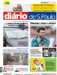 Capa do jornal Diário de São Paulo 16/10/2017