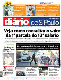 Capa do jornal Diário de São Paulo 18/08/2017