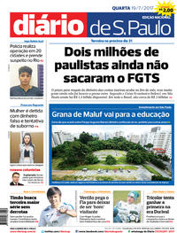 Capa do jornal Diário de São Paulo 19/07/2017