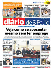 Capa do jornal Diário de São Paulo 19/09/2017