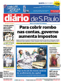 Capa do jornal Diário de São Paulo 20/07/2017
