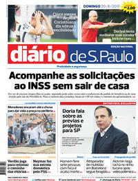 Capa do jornal Diário de São Paulo 20/08/2017
