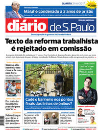 Capa do jornal Diário de São Paulo 21/06/2017